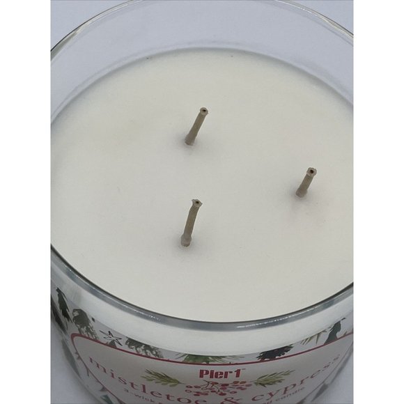 Pier 1 imports 3 Wick Candle Mistletoe and Cypress Scent Unused, Holiday Cheer - Picture 7 of 14